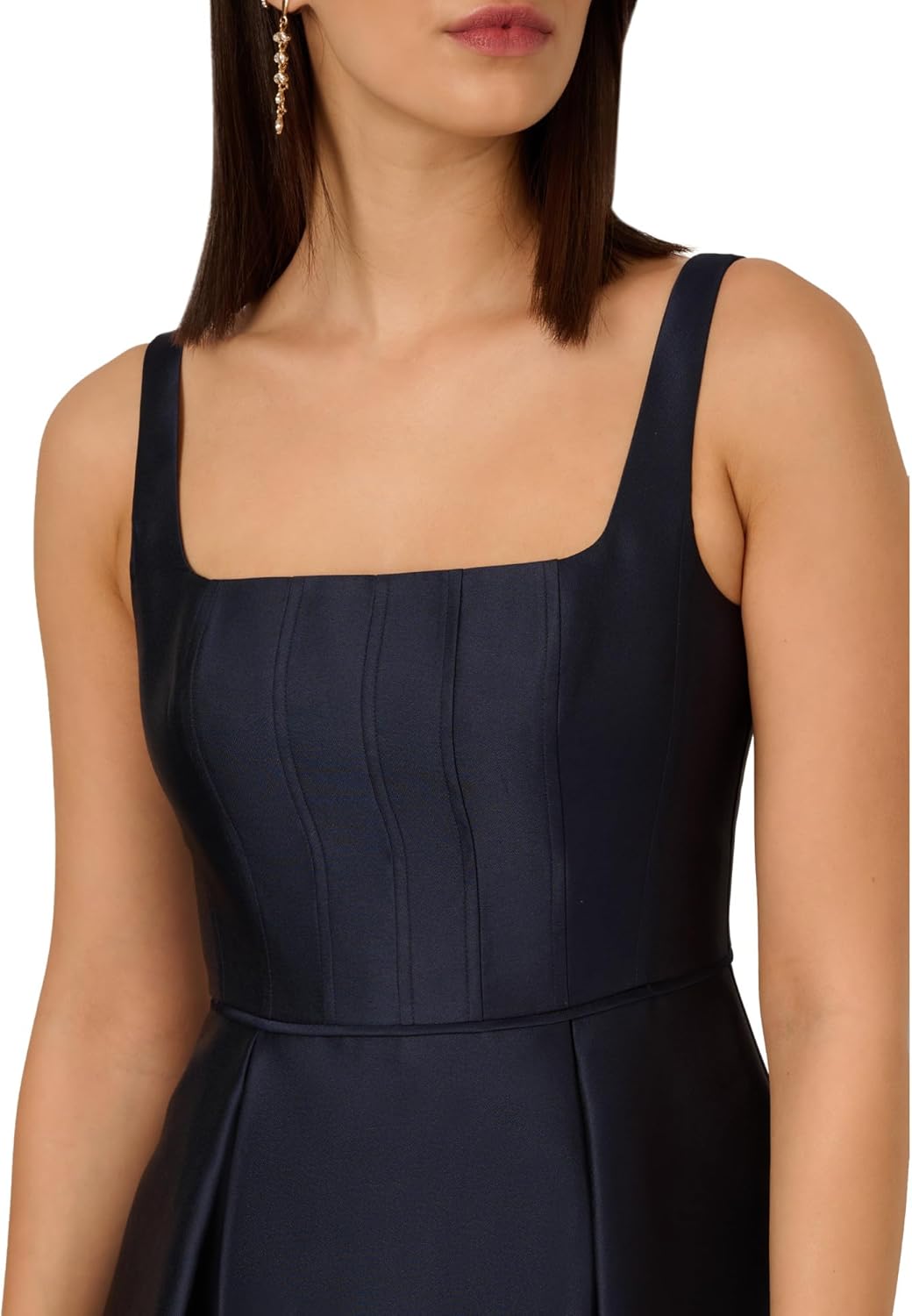 Adrianna Papell Women's Mikado Ankle Dress, Midnight - Image 4