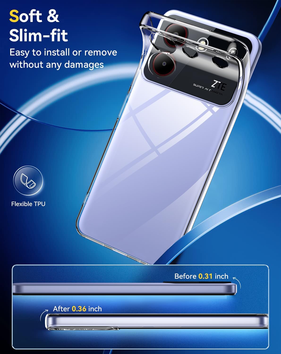 GOKEN Cover Per Xiaomi Mi 13 - Custodia In TPU Morbido A Gradiente Colori (Viola/Blu) - Antiurto, Antiscivolo, Sagoma Precisa - Protegge Da Cadute E Graffi