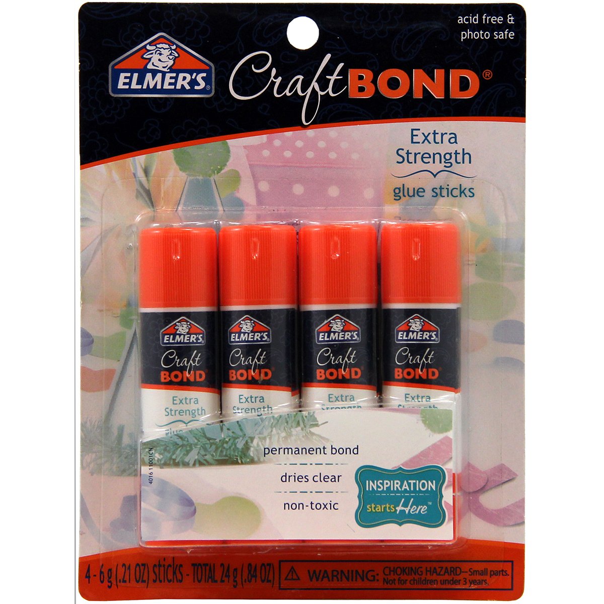 Elmer's CraftBond Extra Strength Glue Sticks, 0.21 Ounces, 4 Count : Arts And Crafts Glues : Office Products