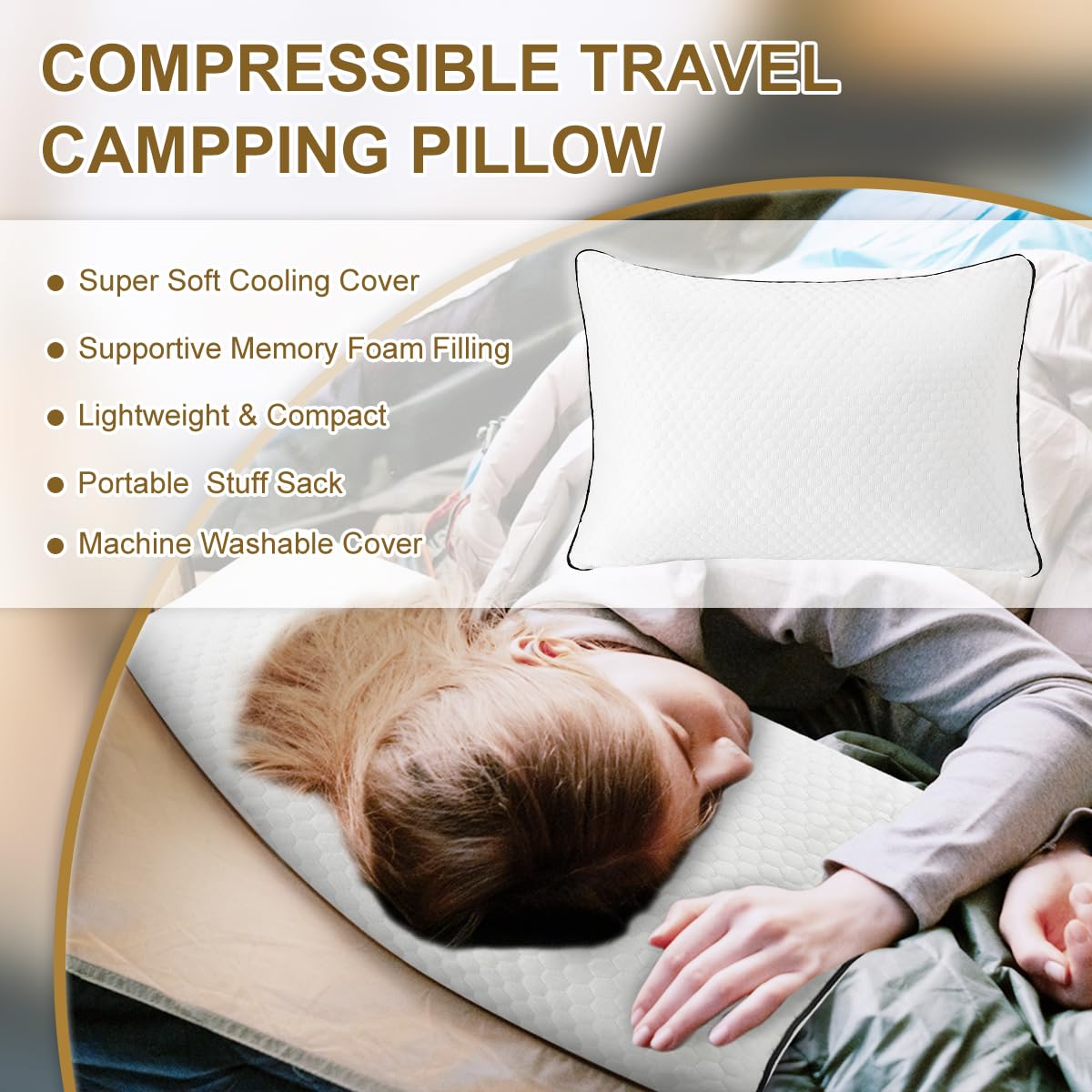 Backpacking Pillow Travel Pillows For Sleeping Ivellow Memory Foam