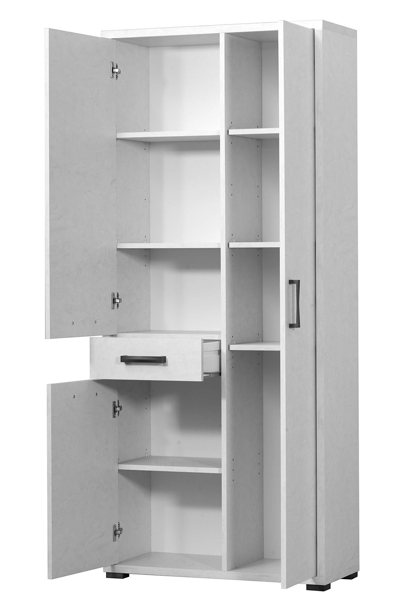 3400BCM Montato Armadio 3 ante + cassetto scocca spessore 25mm fintura bianco cemento 75,3L x 175H x 33P
