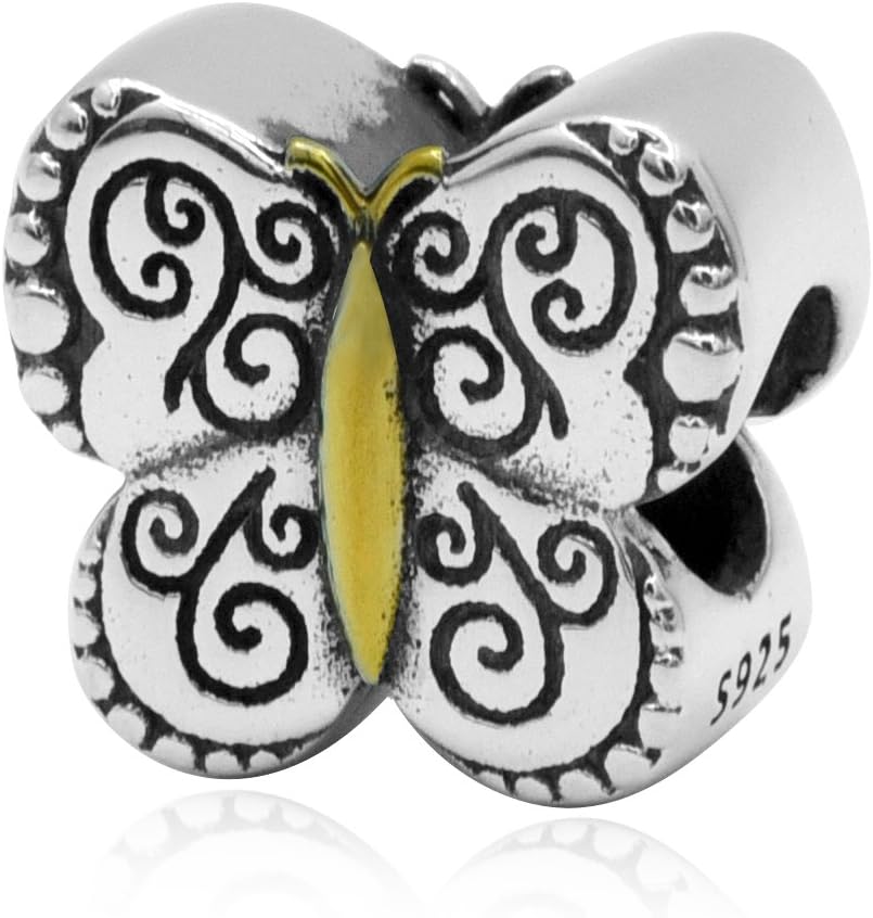 925 Sterling Silver Charms Butterfly Charm Bead for Jewellery Making