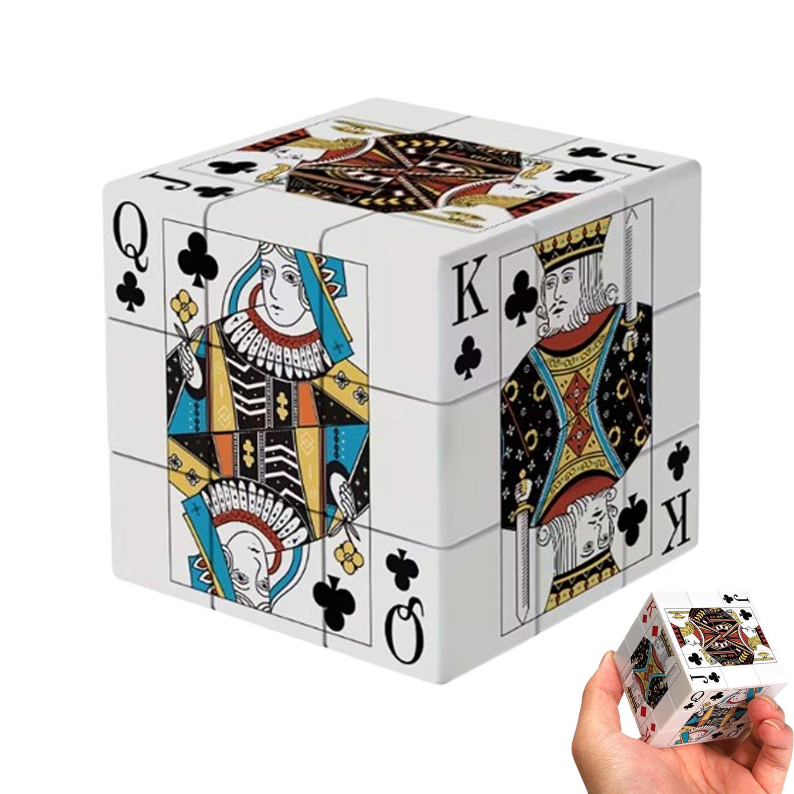 3x3 Poker Playing Card Cube Puzzle – UV-Printed Speed Cube, Smooth Turning Brain Teaser, Durable ABS Magic Cube Toy for Adults, Stress Relief Gift Puzzle (1pcs)