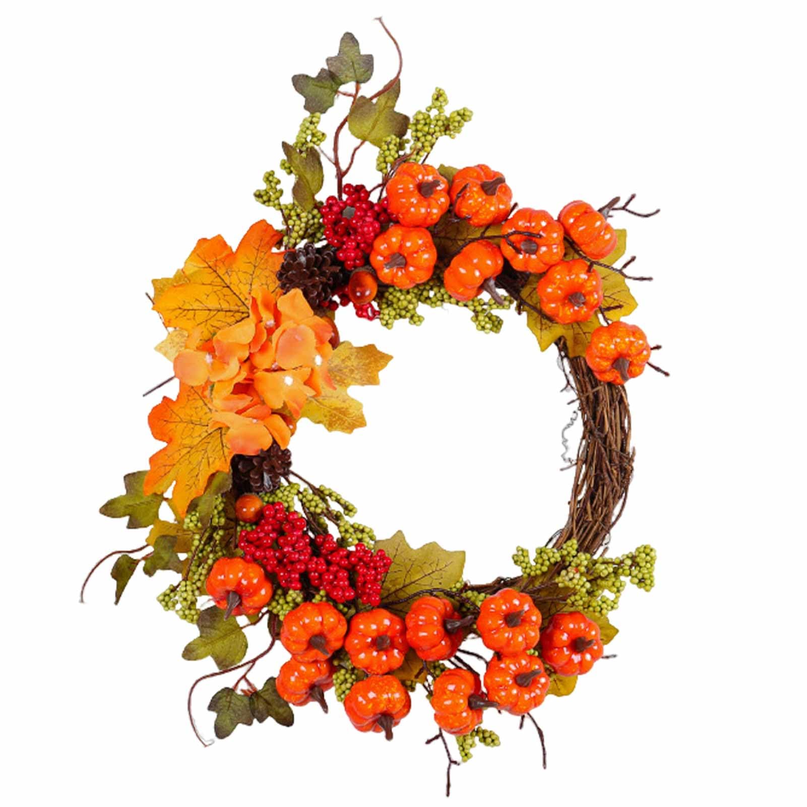 Maple Leaves Wreath, Fall Wreaths for Front Door, Artificial Fall Wreath with Pumpkins, for Front Door, Pumpkin Wreath Festival Home Decor