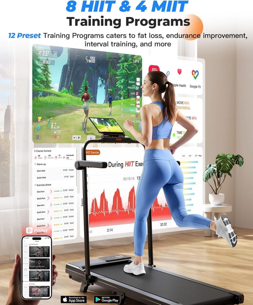 Superun Raceable Tapis Roulant Salvapazio Elettrico con Inclinazione 6%, 3CV Walking Pad,1-12 km/h Tapis Roulant Elettrico Pieghevole con APP Controllo Corsi di Allenamento, Massima di 136 kg
