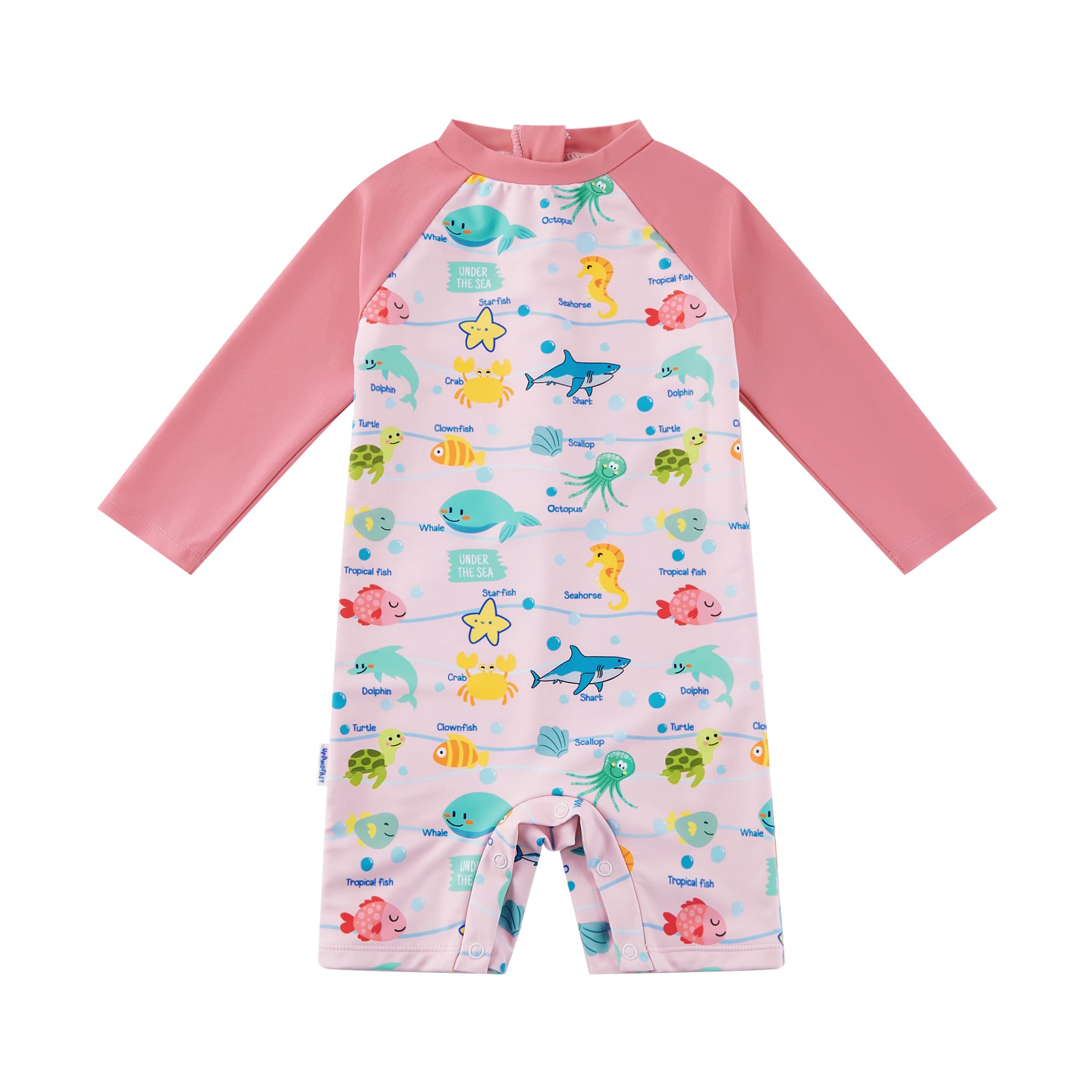 upandfast Traje de Baño Infantil UPF 50+ con Cremallera Trasera Segura y Broches en Entrepierna - Traje de Sol para Cambio Rápido de Pañal (3-36 Meses)