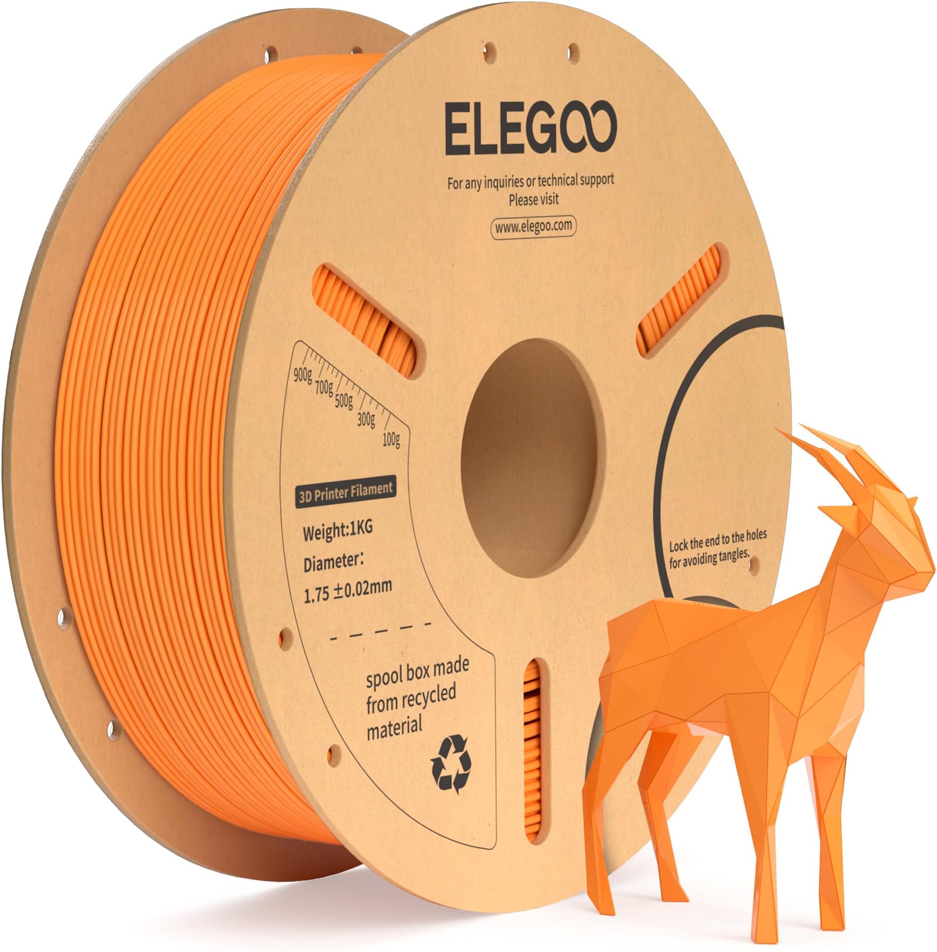 PLA+ Filament 1.75mm Orange 1KG, PLA Plus Tougher and Stronger 3D Printer Filament, Dimensional Accuracy +/- 0.02mm, 1kg Cardboard Spool(2.2lbs) Fits for Most FDM 3D Printers