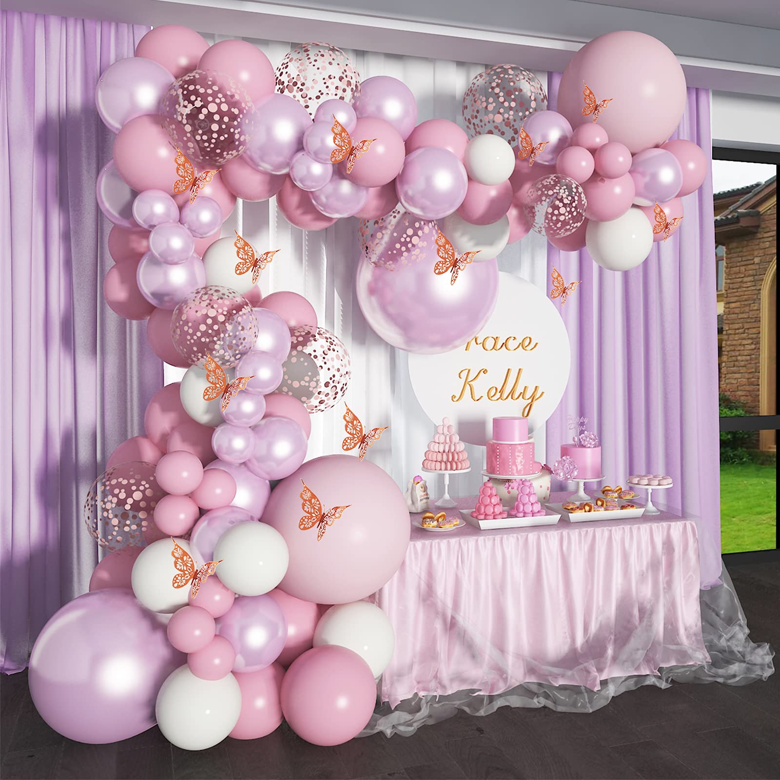 Soonlyn Baby Shower Decorations for Girl 140 Pcs Pink Balloon Garland