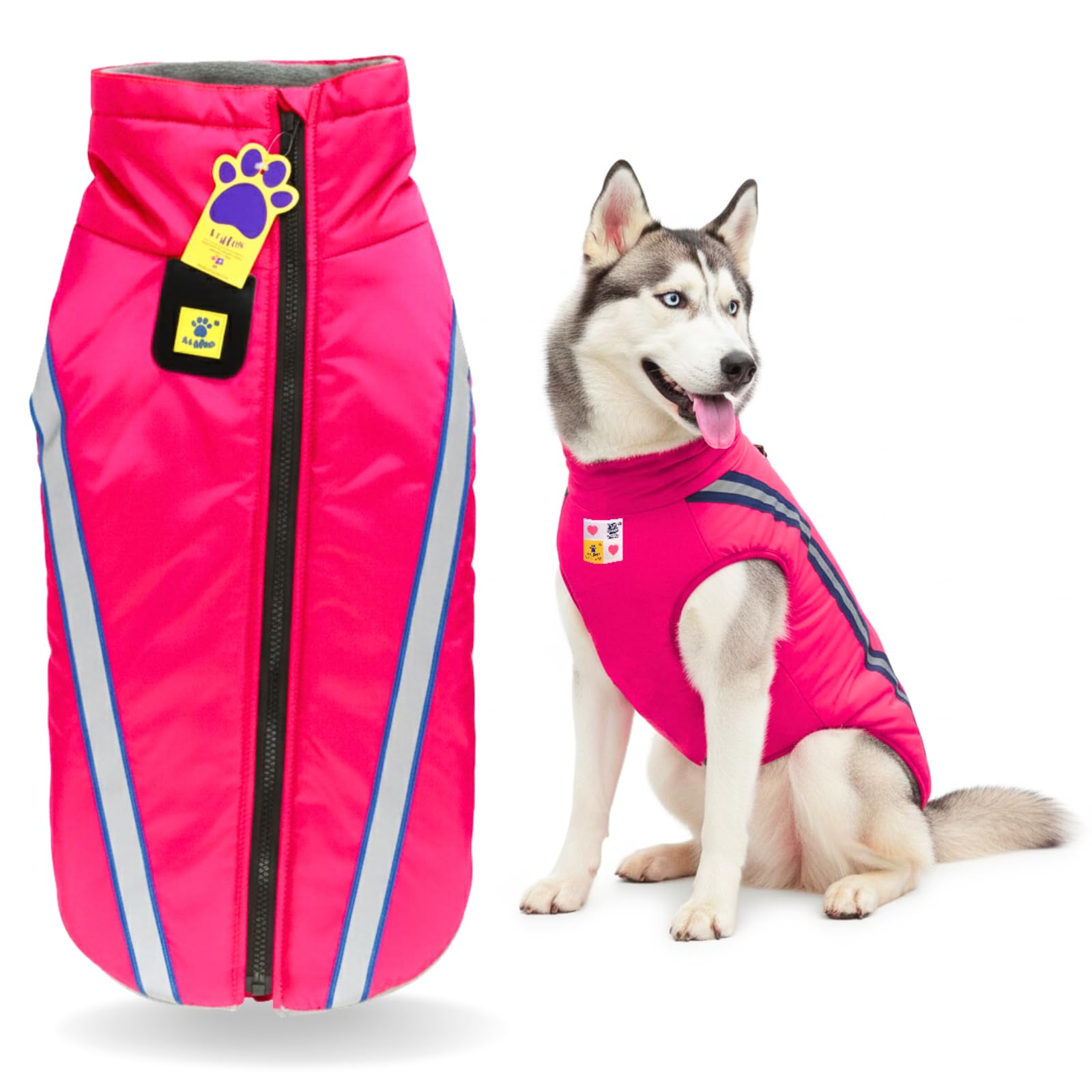 A+a Pets' Luxurious Rain & Wind' Jacket for Dogs | 27" Length | Recommended Non Slip Coat for Rain & Snow | Full Body Co