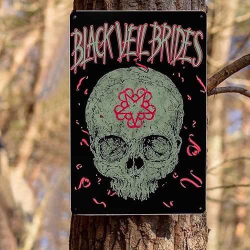 Miniatura 6 de CASOWAT Black Rock Veil Brides Band Metal Tin Sign Pintura de hierro para el hogar, bar, cafetería, dormitorio, póster decorativo de 8 x 12 pulgadas