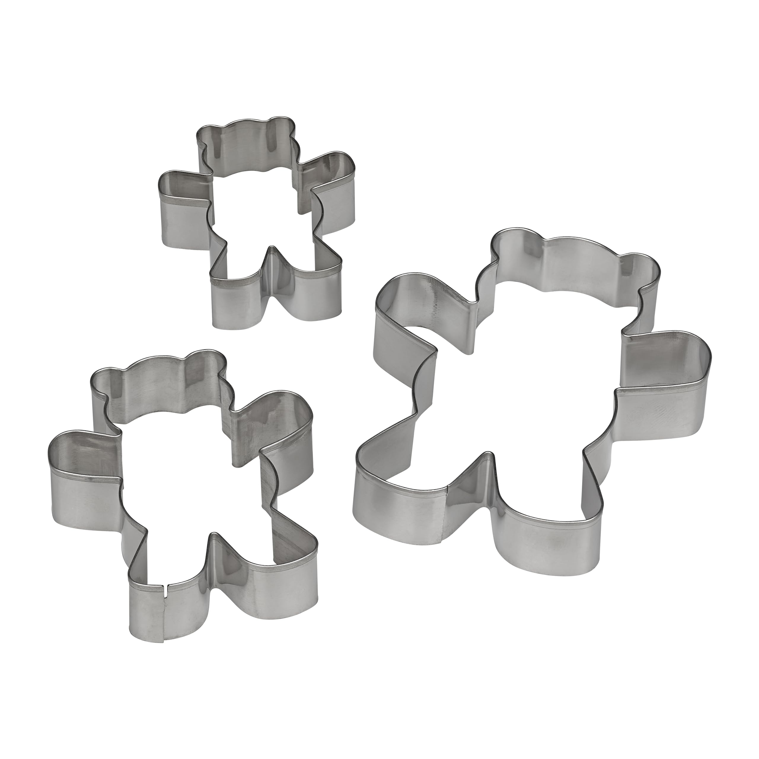Tala Teddy Bear Cookie Cutter Set, Pack of 3 Stainless Steel Cutters in 11cm, 8.5cm & 6.5cm Sizes, Ideal for Biscuits, Fondant, Sandwiches & More