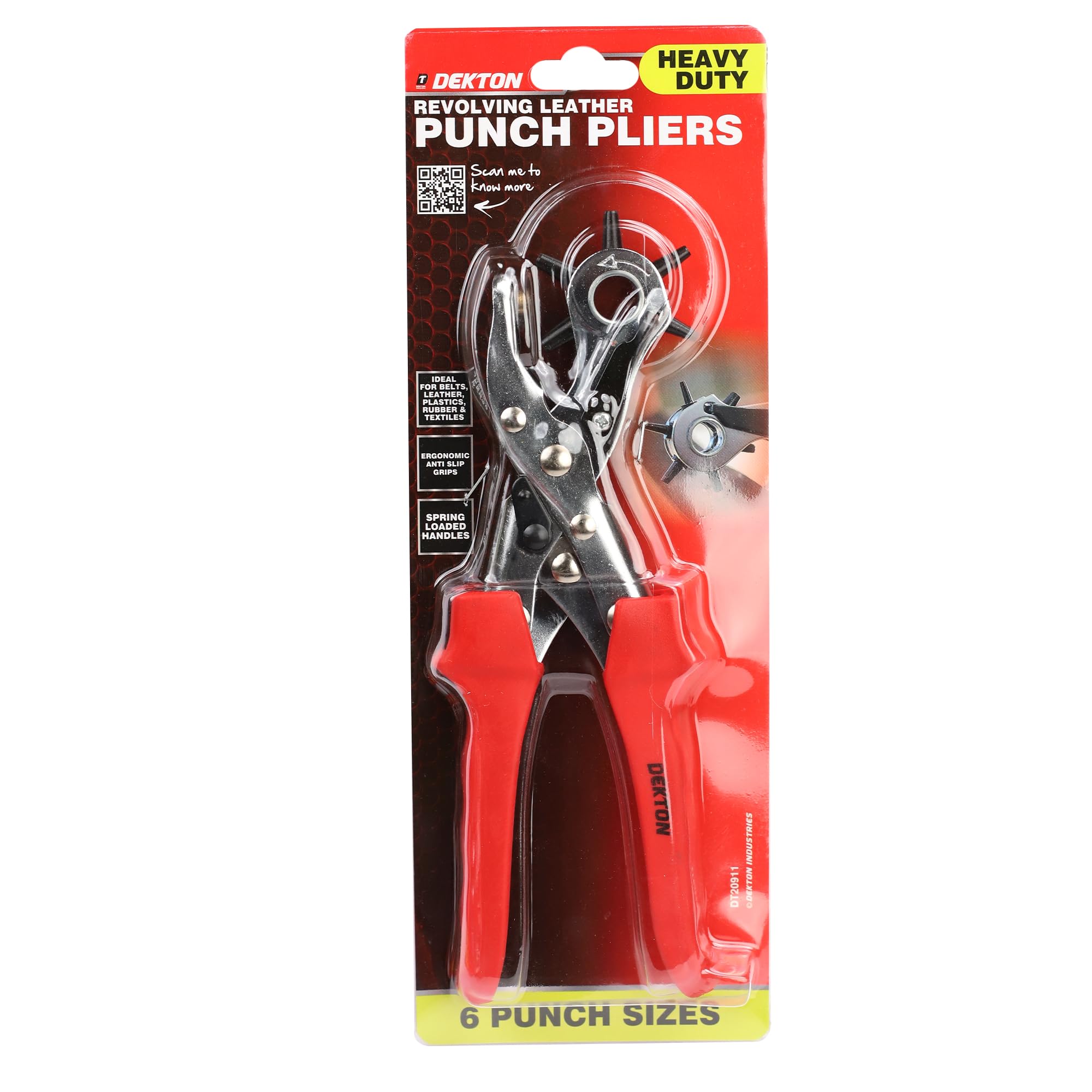 Dekton Heavy Duty Leather Punch Plier Pro-Premium Metal Construction With Multiple Hole Sizes