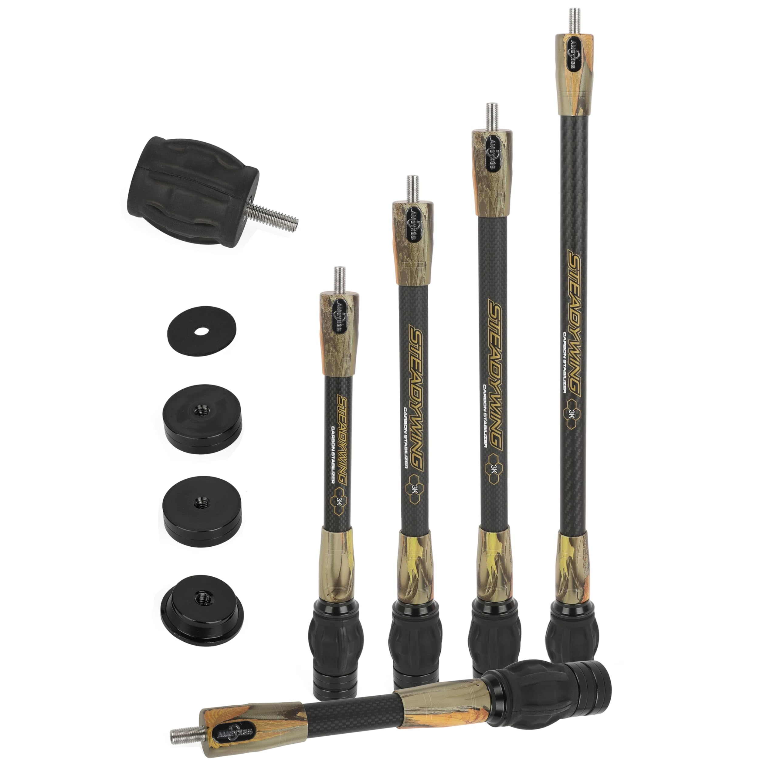surwolf 6/8/10/12/15" Bow Balance Bar Rod,Archery Stabiliser,Carbon Fibre Stabiliser,Noise Reduction,Arch Vibration Damper,for Compound/Recurve bows Archery Accessories (camo, 10")