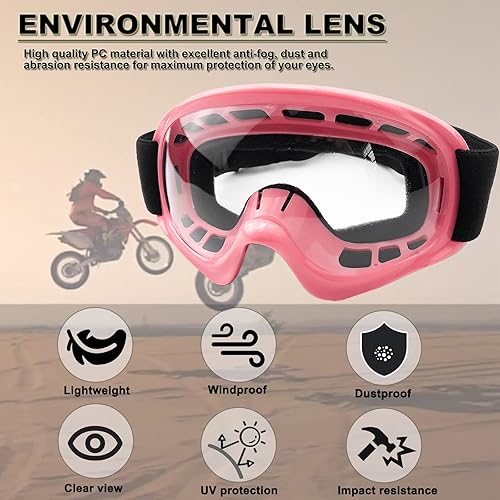 Miniatura 5 de Gafas de Dirt Bike para Niños Resistentes a Impactos Ajustables para Niños Jóvenes ATV Motocicleta Todoterreno Conducción Motocross Carreras