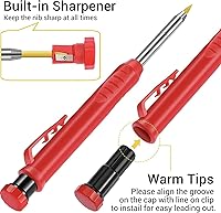 Vista 4 de Gegong Juego de 24 lápices de carpintero sólido de 0.110 in de diámetro, repuestos para carpintero, rotulador de carpintero, lápiz mecánico