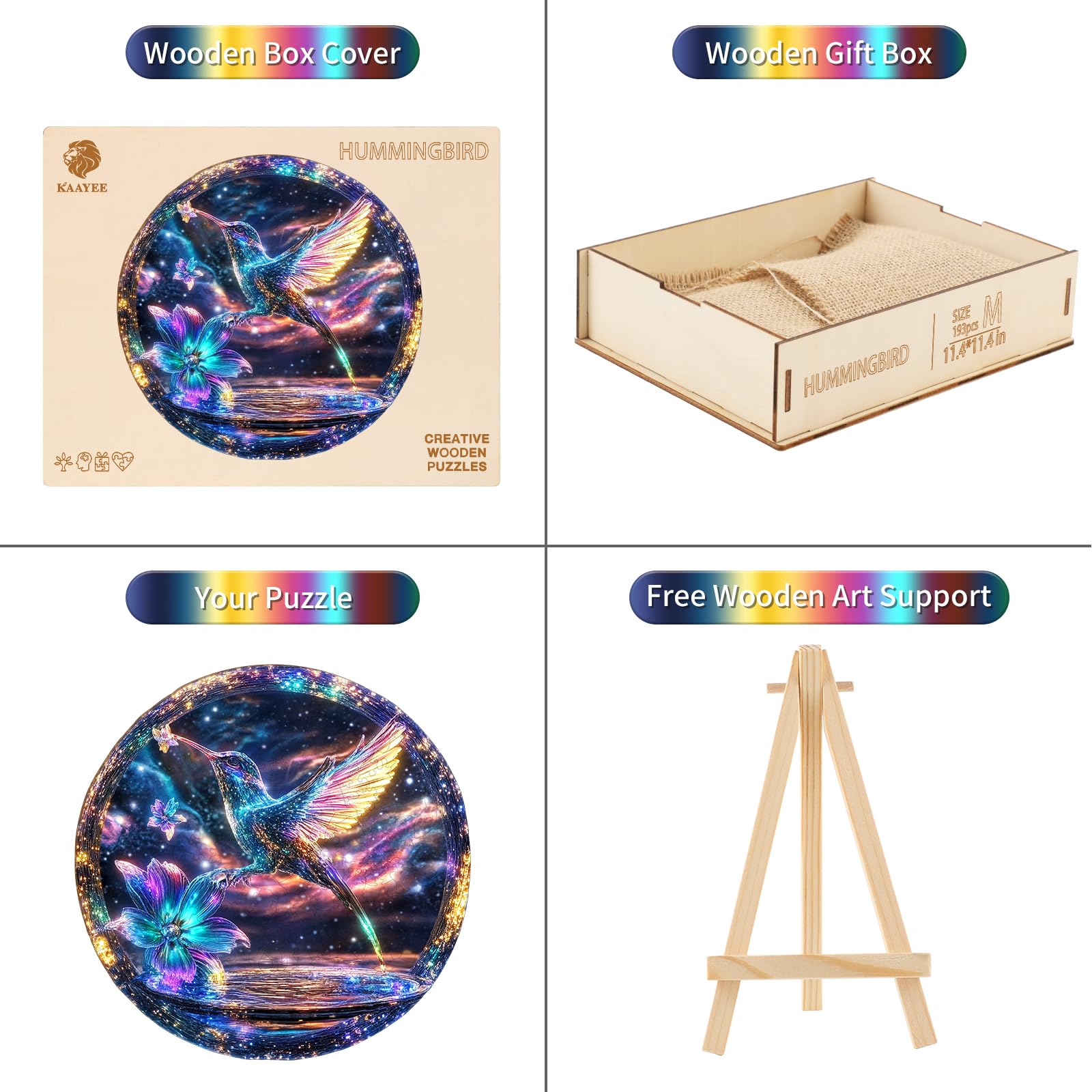 Rompecabezas de Madera para Adultos,295 Piezas Colibrí Irregulares Puzzle de Madera,Puzzles para Adultos con Caja de Regalo, Decoración del Hogar