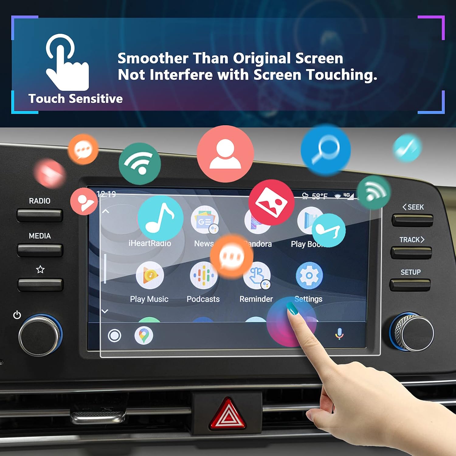 sxcy screen protector for 2021 2022 elantra touch screen protective film tempered glass hd clear 9 hardness navigation display screen cover 8 inch to