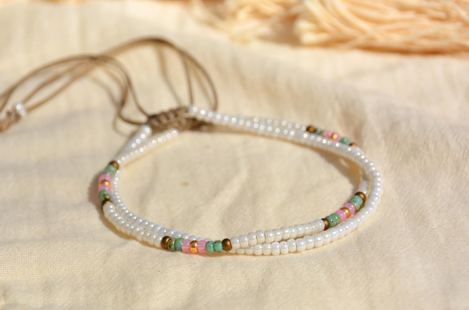 Beaded Anklet Set for Women and Teen Girls, Adjustable and Waterproof, Boho Bohemian Hippie Colorful Beach Summer Anklets by Tribes