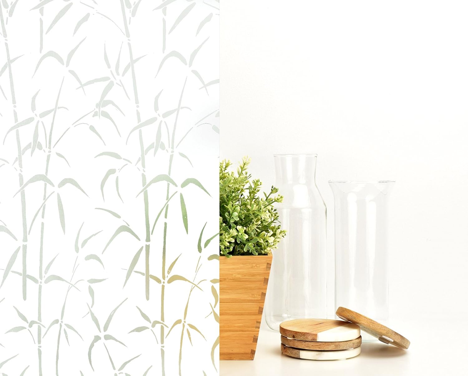 DC Fix Brewster Home Fashions 99428 Bamboo Door Privacy Film, Tranparent, 35.25x78.74 Inch - Door (Pack of 3)