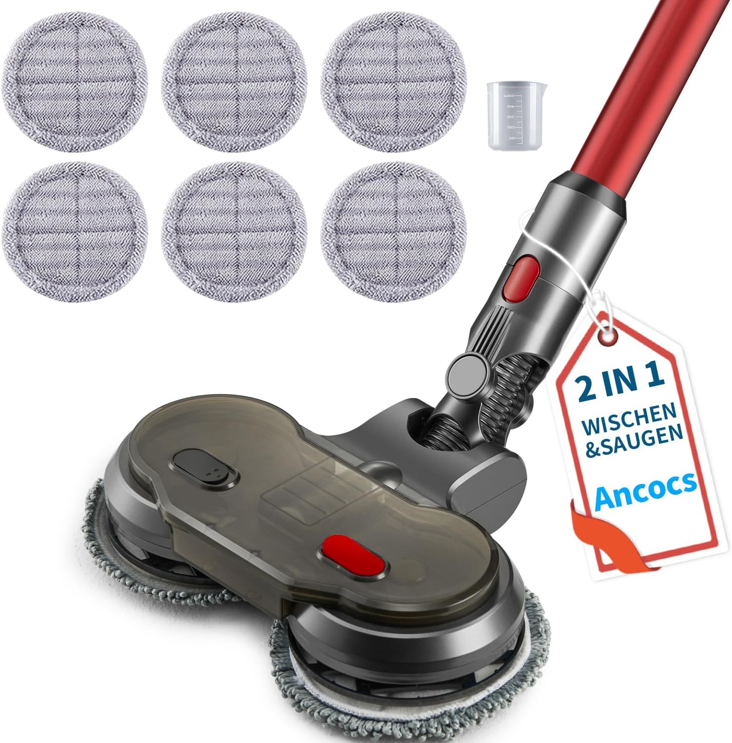 Electric Mop Attachment Compatible Dyson V11 V10 V8 V7 V15 Cordless Stick Vacuum Cleaner,Detachable Water Tank,with 6 Washable Mop Pads and Water Cup,Hardwood Floor Cleaner Attachment (D3)