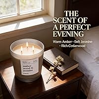 Vista 6 de Hidden Label Serene Collection - Vela perfumada grande, madera ámbar y jazmín, vela enorme de 30 onzas con 3 mechas, velas de soja natural