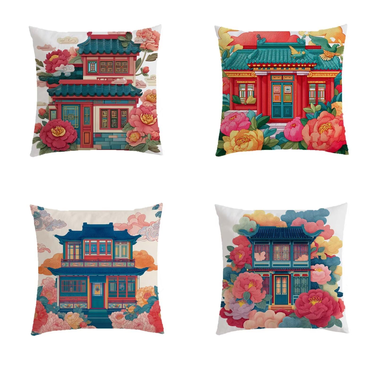 Housse de coussin pour renouveler un salon de jardin exterieur avec ce lot de 4 carré rouge