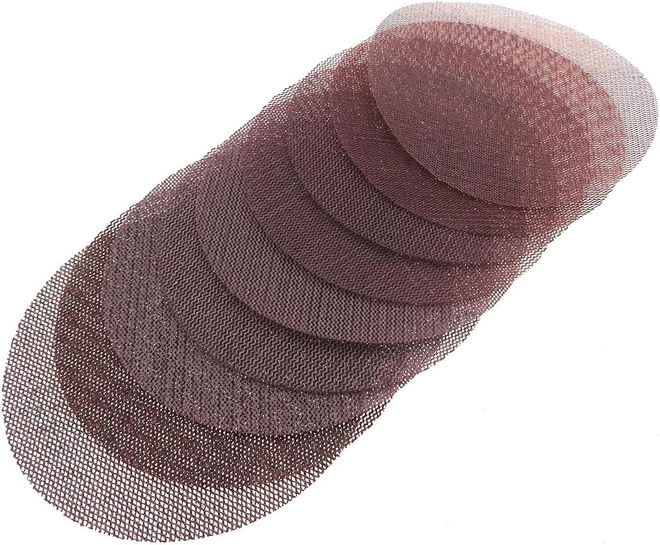 Mesh Sanding Discs 18Pcs 5 Inch 125mm Sandpaper Anti-Blocking Dry Grinding 80 to 600 Grit Removal and Finish(100)