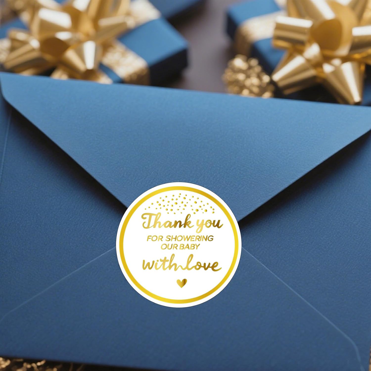 120 Pcs Baby Shower Thank You Stickers, Thank You for Showering Our Baby with Love Stickers, Self-Adhesive Round Gold Sticker Labels for Babies Shower, Envelope Seals, Party Favors - Image 6