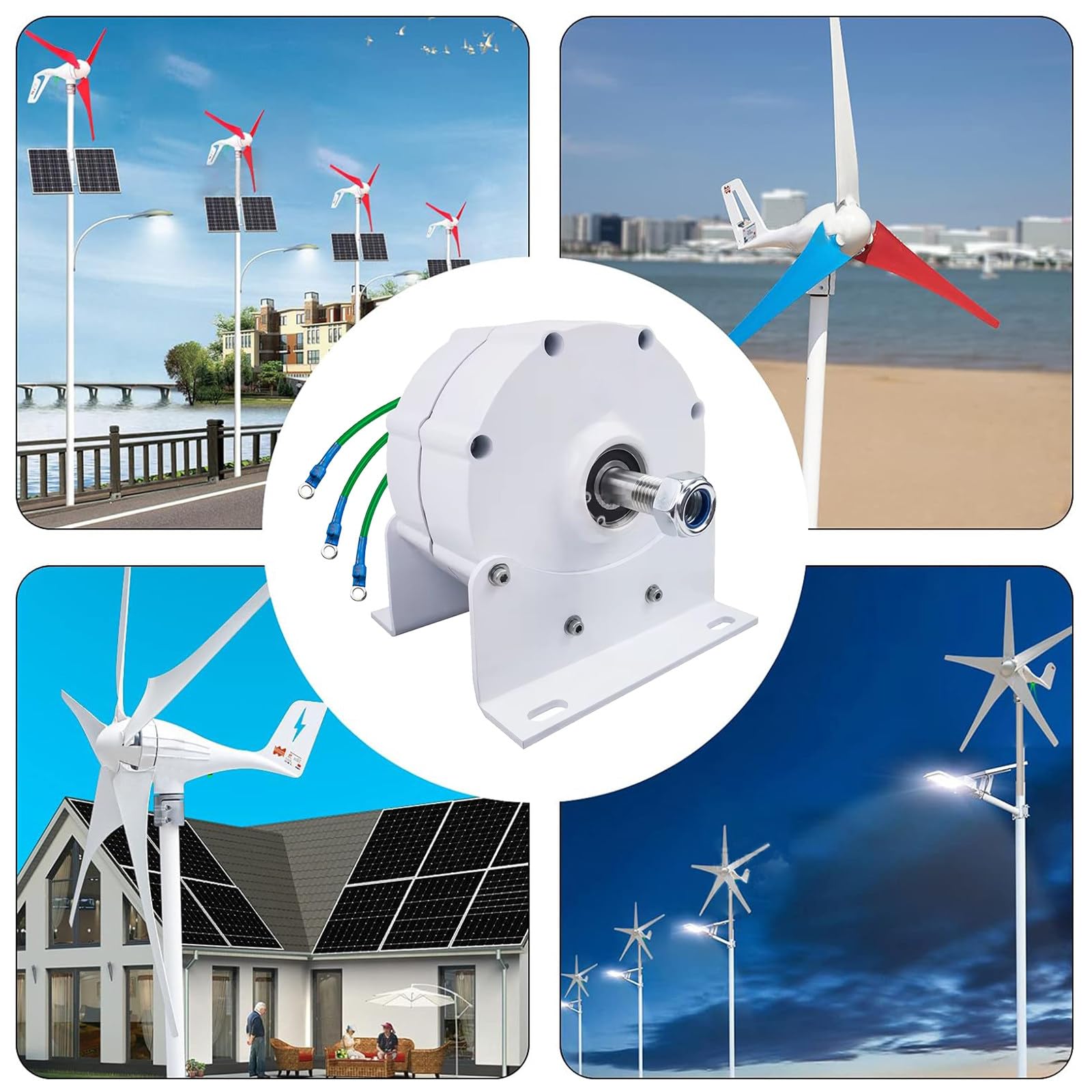 Generador de imán Permanente de 12000 W, trifásico, sin Engranajes, de Bajas revoluciones por Minuto con Base, solución eficiente de energía Libre para Aplicaciones industriales, Fuente de a