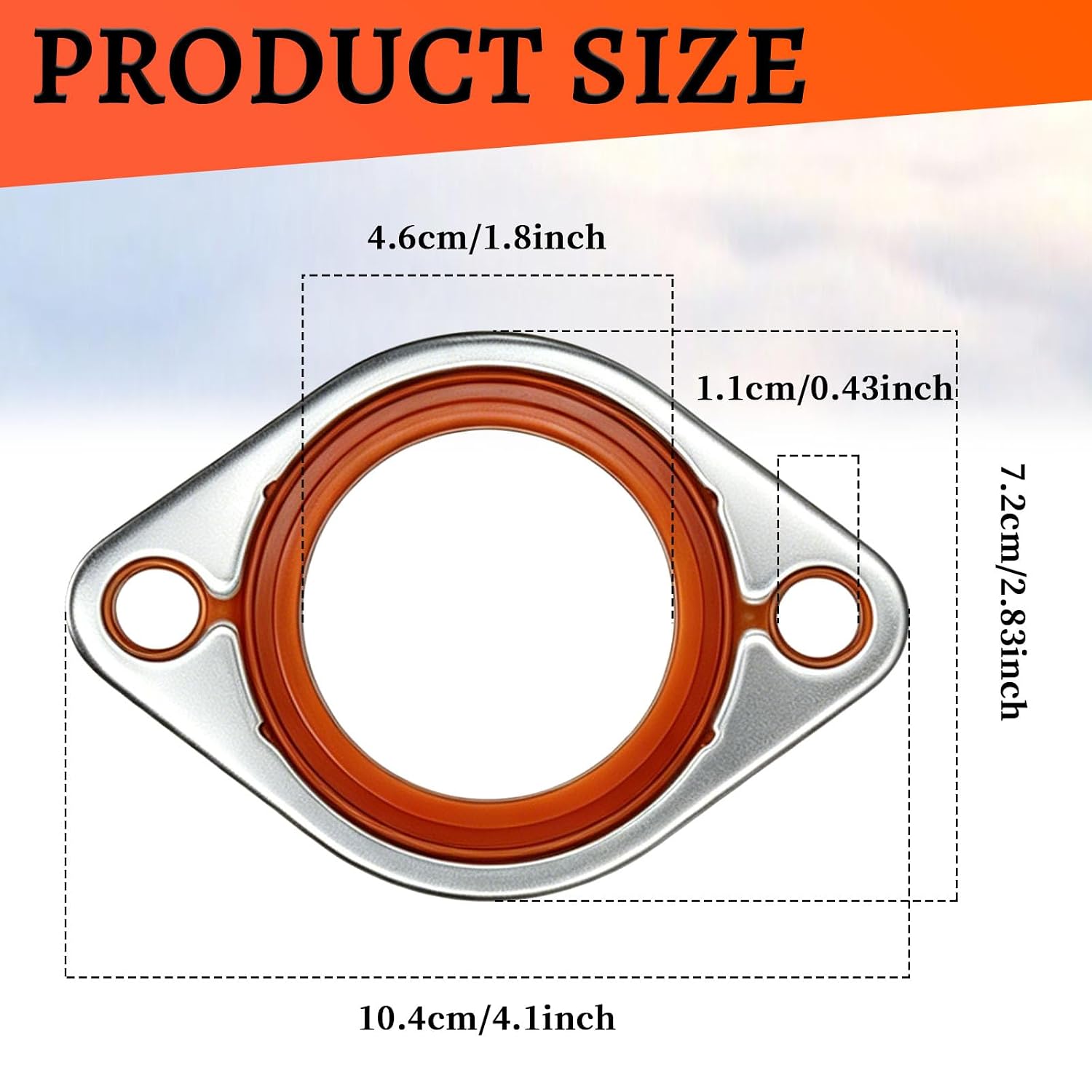Thermostat Water Neck Housing Gasket - 1/8" Aluminum Carrier Silicone Engine Coolant Outlet Gasket Replacement for Chevy SBC BBC 265-500 Engines
