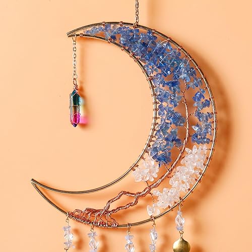 Miniatura 4 de Atrapasueños de piedras preciosas de ágata con 7 chakras, árbol de la vida, atrapasueños con piedras de cristal, decoración de pared hecha a mano