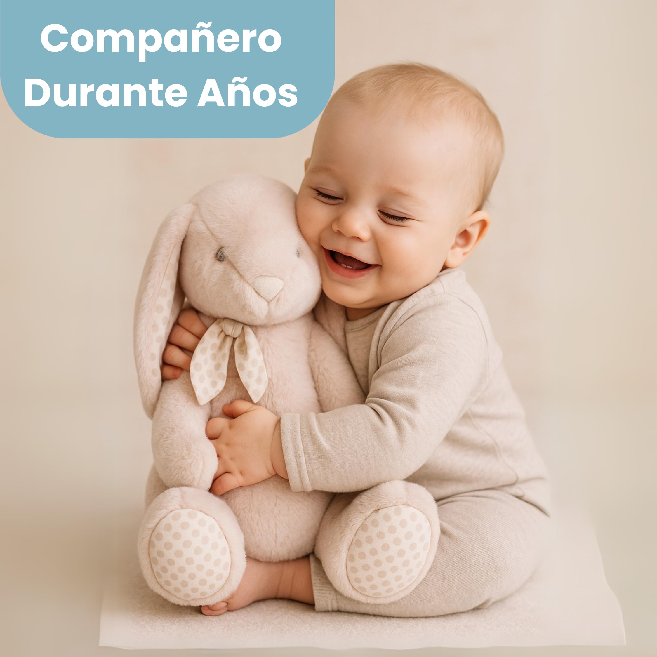 Cesta Bebé Recién Nacido Niña Rabbits Deluxe (Rosa) | Canastilla con peluche conejito, manta coralina, gasa bordada, chupete y pinza grabados, marco y discos de hitos
