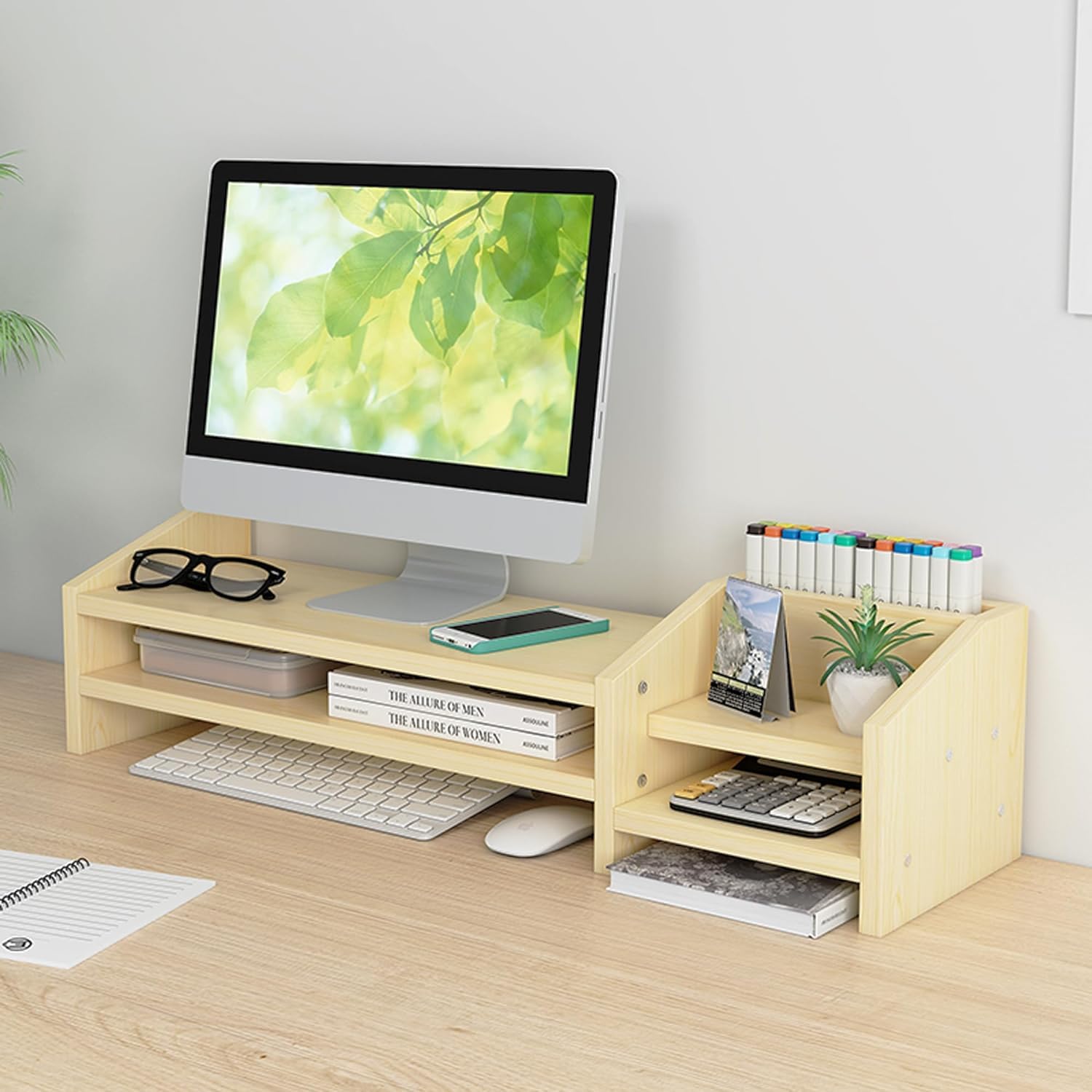 UniShop 2 Tiers Multi-Purpose Wood Monitor Riser Stand with Storage Organizer – Perfect for Computer, Laptop, Printer (Beige, 68.3 cm L x 19.3 cm W x 19.5 cm H) (B0CW2248JV) Amazon Price History, Amazon Price Tracker