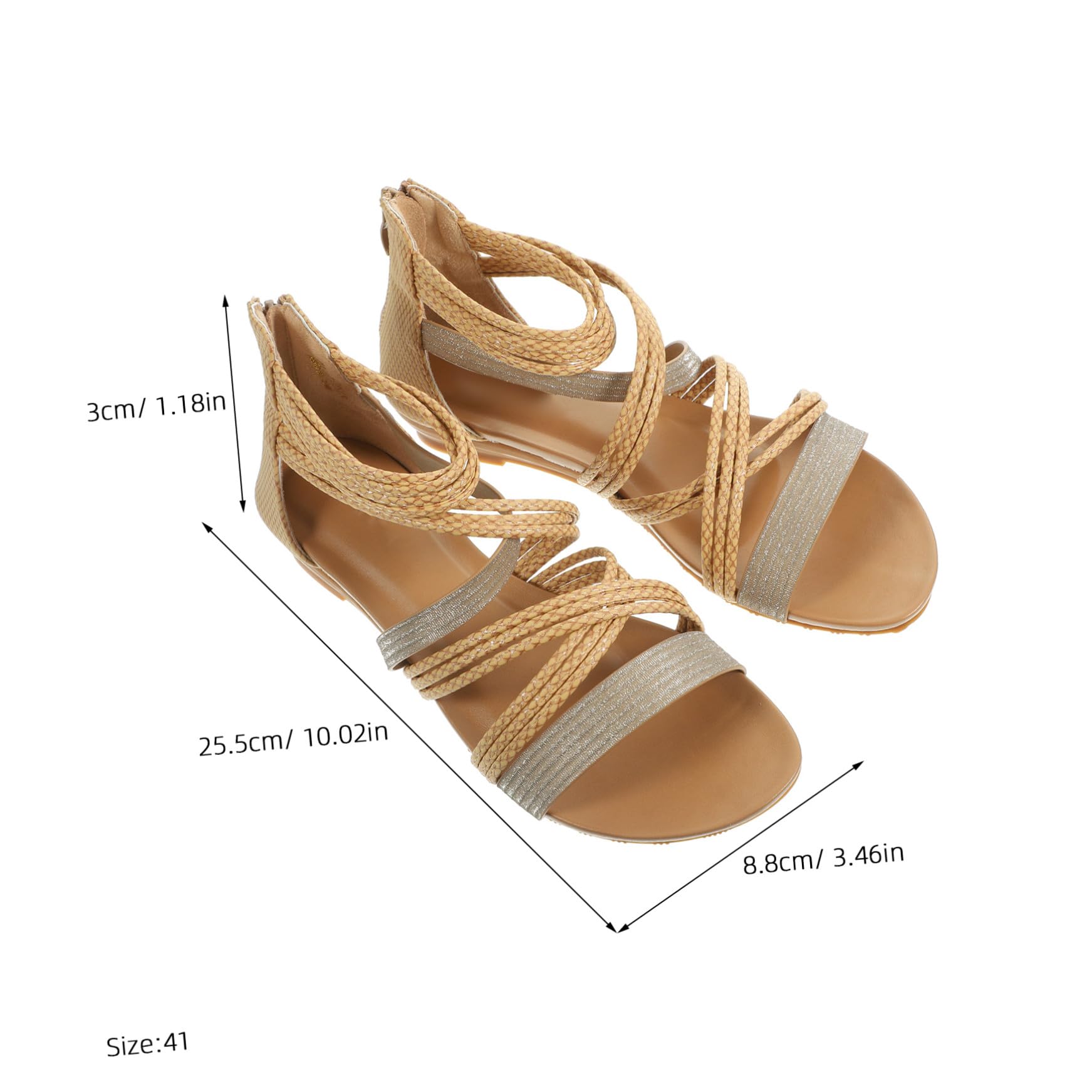 FRCOLOR Sandalias Romanas Elegantes para Mujer Verano, Zapato Plano Tira Dedo, Material PU y Suela TPR Flexible, Cómodas y Fáciles de Poner