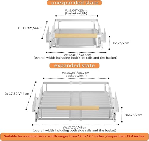 Miniatura 3 de SANNO Organizador de gabinete extraíble, organizador de estantes, estante deslizante, organizador de ollas y sartenes, organizador debajo del