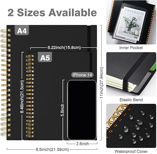 Miniatura 5 de Cuaderno de espiral de 8.5 x 11 pulgadas, cuadernos de 5 materias con rayas universitarias con divisores extraíbles, 300 páginas de 3.53 ozm de