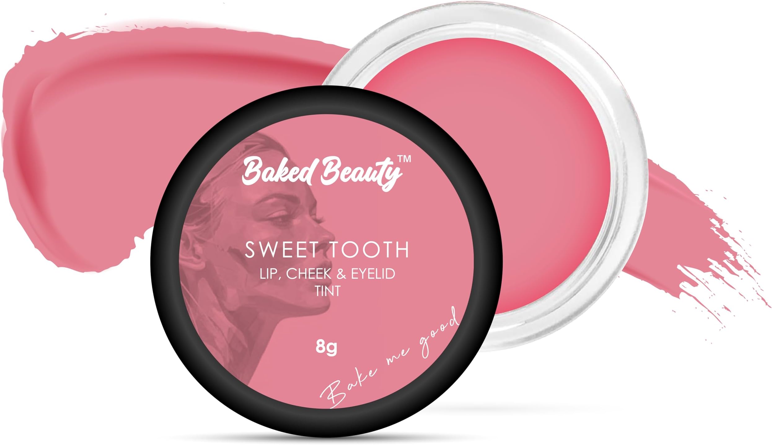 BAKED BEAUTY Lip and Cheek Tint for Hydrating Lips Enriched with Vitamin E and Shea Butter, Sweet Tooth - 8g