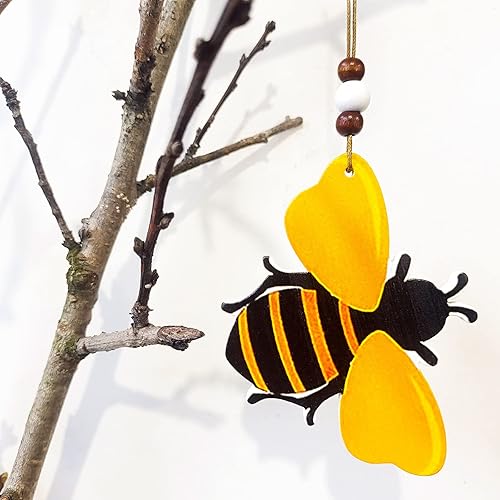 Miniatura 3 de 10 adornos de abejorros de madera, recortes de abejorros, decoraciones para bandeja de árbol, corona, festival de Navidad, letrero de abeja,