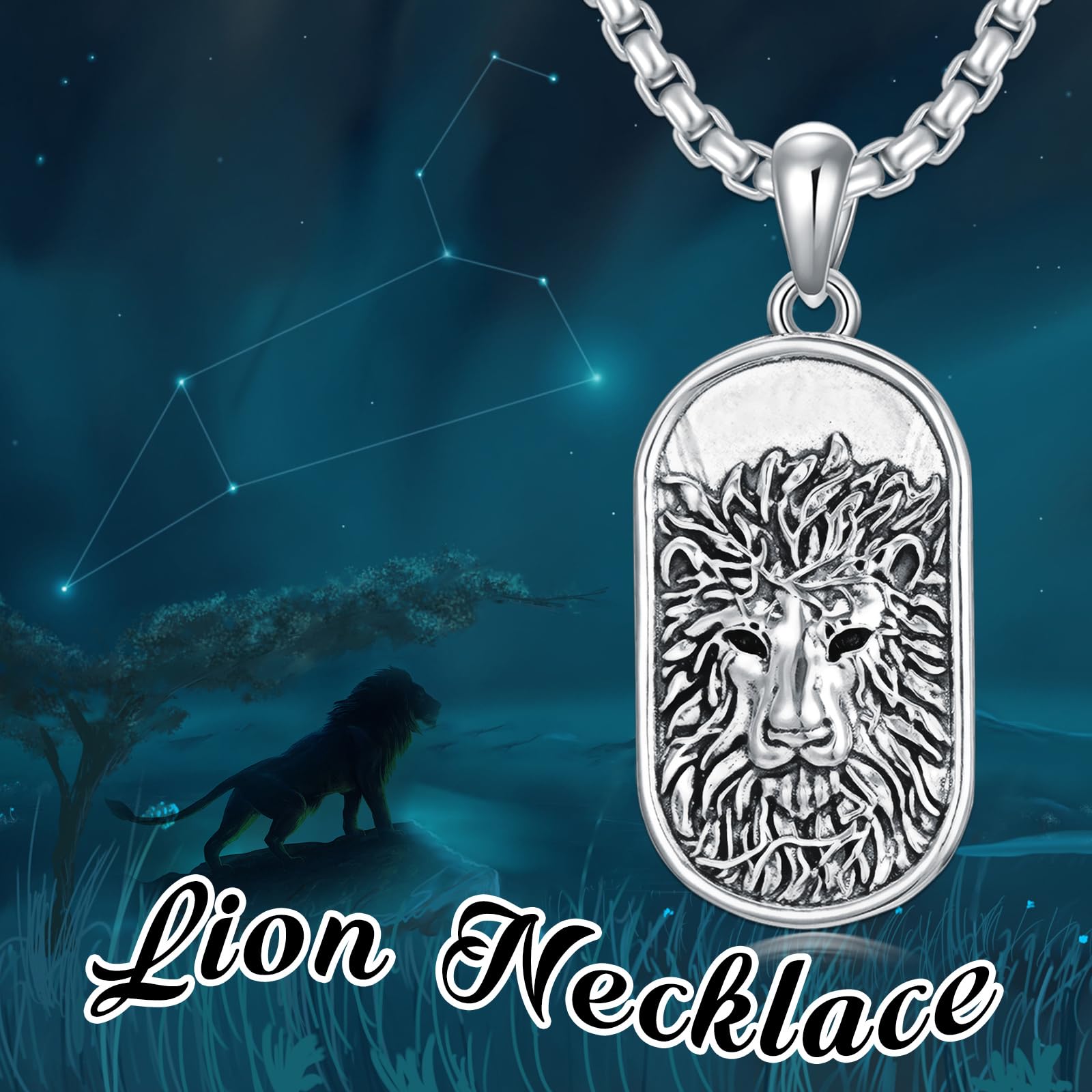 Sternzeichen Löwe Halskette für Herren Damen 925 Sterling Silber Leo Sternbilder Horoskop Anhänger Kette Schmuck Geschenke für Männer Frauen