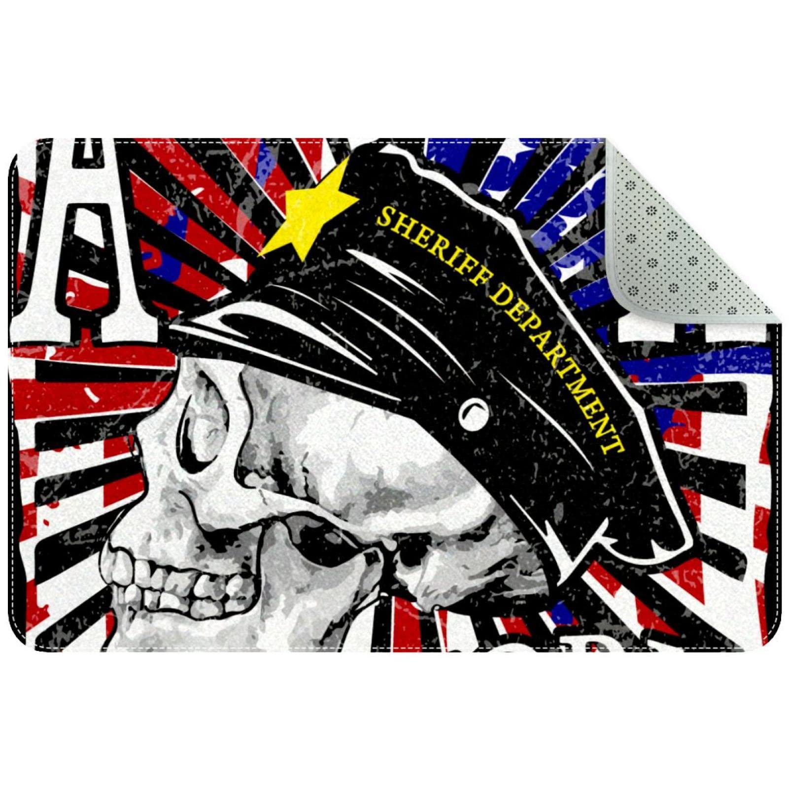 Vintage Skull Man Motorcycle Graphic Pattern Area Rug Rugs Non