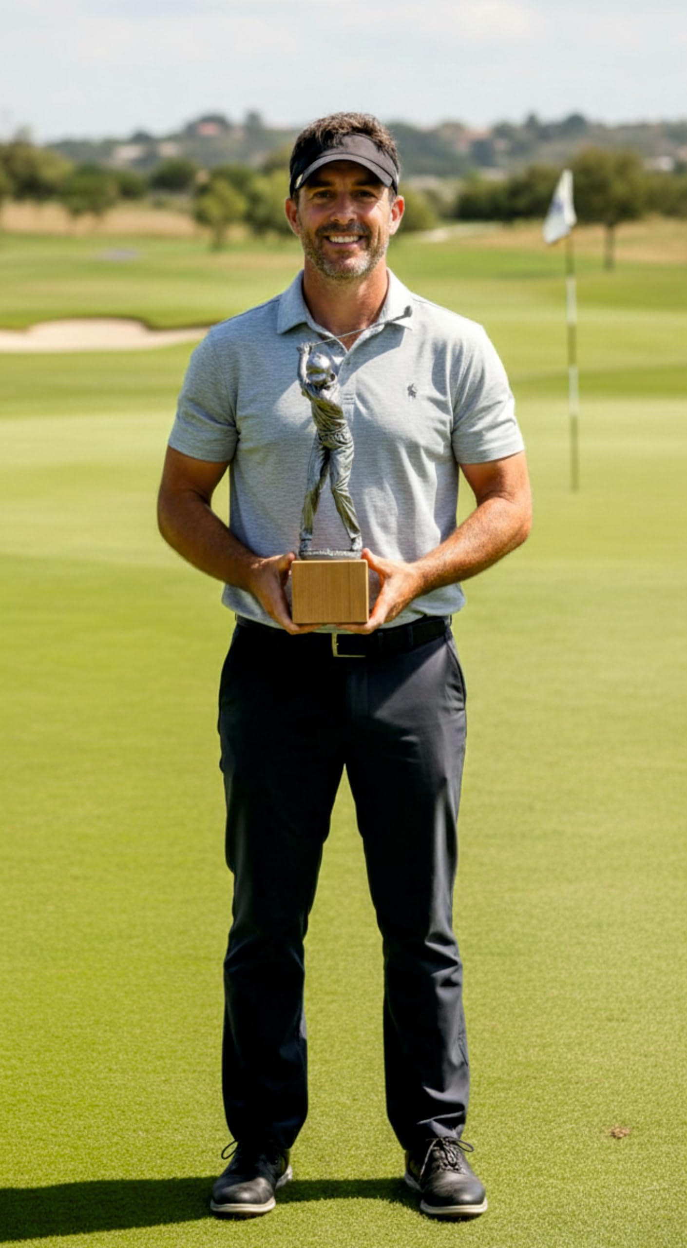 Trofeo Golf masculino GRABADO Premio Figura Golfista de 36 cm de altura