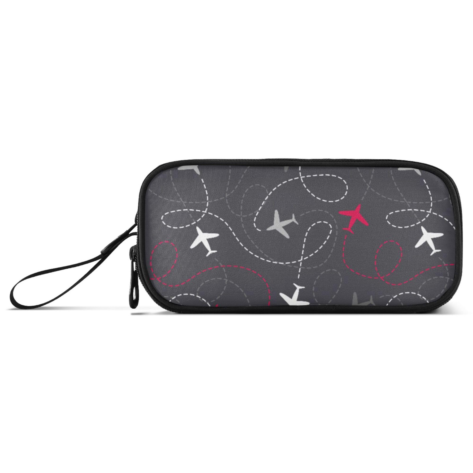 Fisyme Travel Airplanes Pencil Case Large Capacity Pen Box Makeup Pouch Holder Organizer Stationery Bag for School Office College Traval Adults, A02B22026