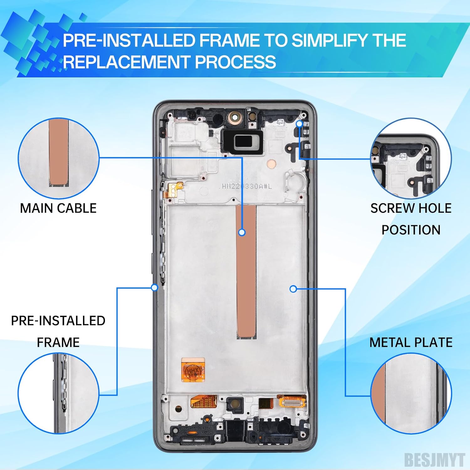for Samsung Galaxy A53 A53 5G AMOLED Screen Replacement with Frame OLED Display Touch Digitizer Full Assembly Fix Glass with Repair Tools Kit SM-A536U SM-A536U1 A536B