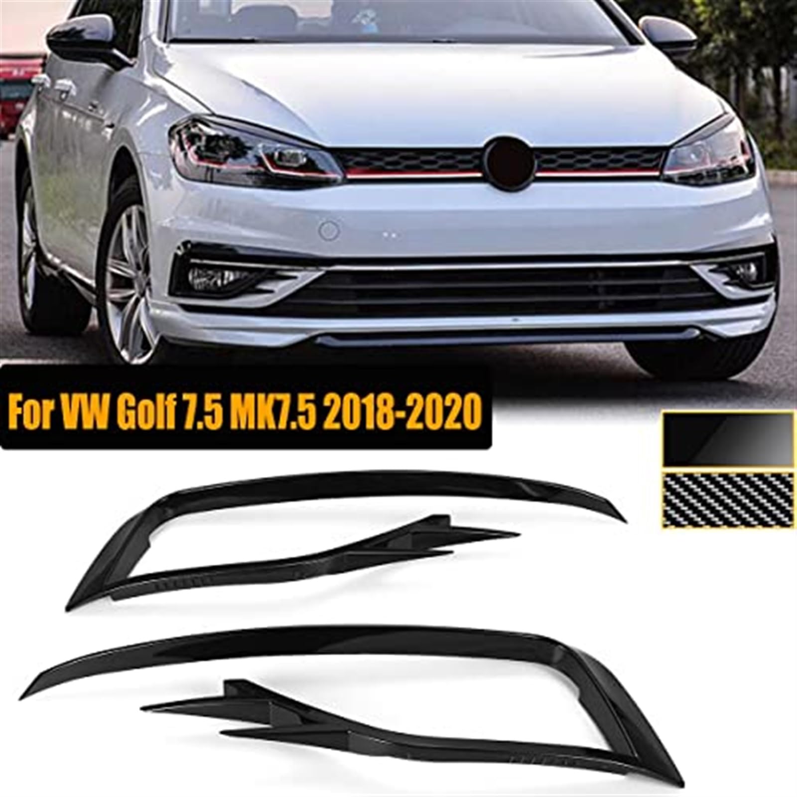 2 SZTUKI, do VW, do Golfa, 7.5 MK7.5 2018-2020 Światło przeciwmgielne Brwi Powieki Osłona Rama Wiatr Naklejka Wykończenie Akcesoria Samochodowe Listwa przeciwmgielna