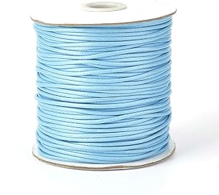 100 Yards Light Sky Blue Waxed Polyester Cord Threads Korean Wax Braided Beading Strings Necklace Bracelet Wire Cords 2mm with Spool for DIY Jewelry Making Macrame Supplies
