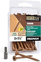 Vista 12 de Deck Plus Tornillos para valla y madera exterior con revestimiento epoxi de 2 pulgadas #8 x 2 Torx/Star Drive Incluido, rosca gruesa, tornillo Rojo