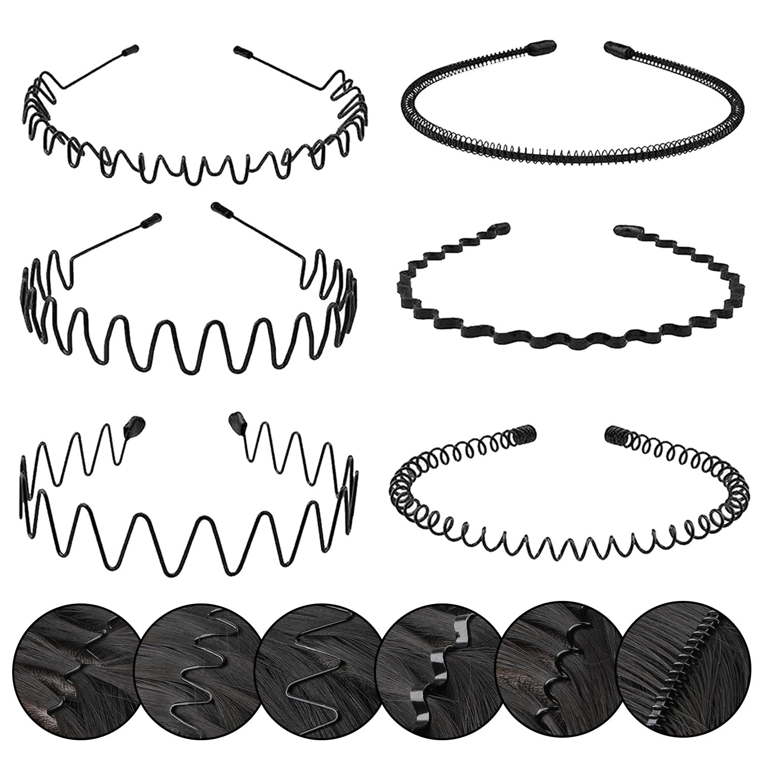 Metal Headbands for Gym and Sports - Non Slip Wavy Design