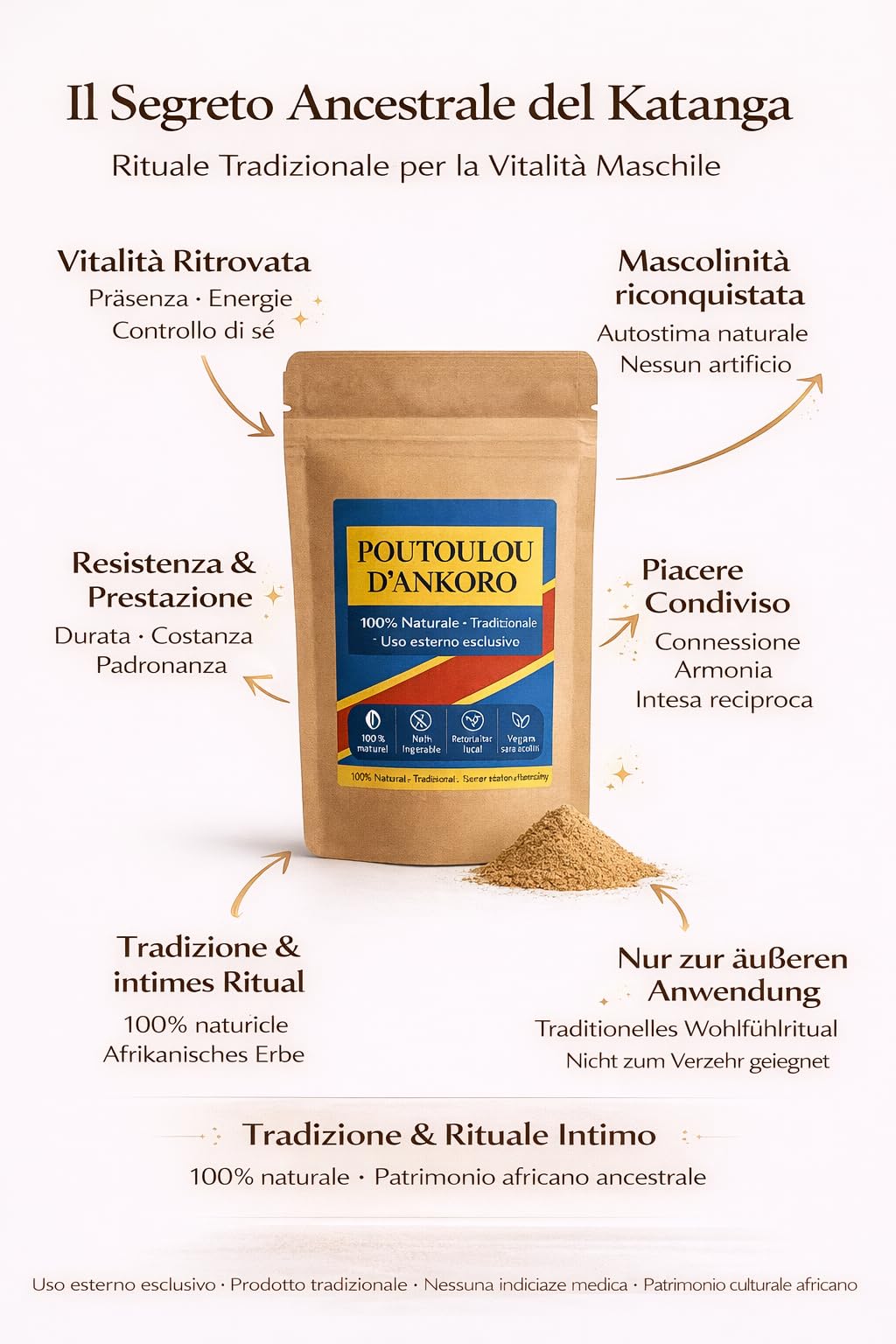 Ankoro,poutoulou 100% naturale del Congo. Afrodisiaco biologico, ritardante premium in polvere bio super potente (prima qualità pura, non miscelato) sacchetto con cerniera da 10 grammi per 15-25