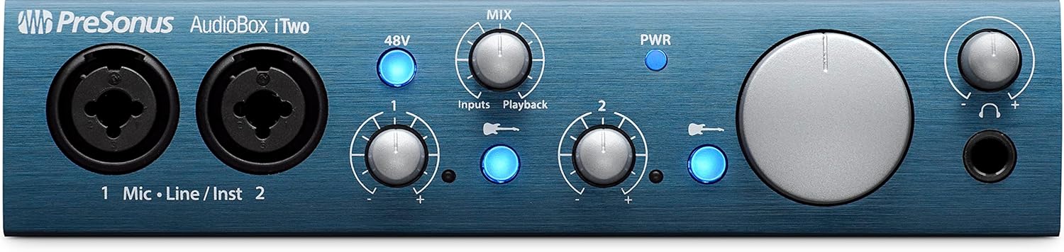 Front panel of PreSonus AudioBox iTwo