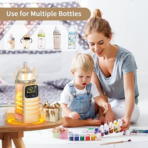 Miniatura 5 de Calentador de botellas portátil, apto para viajes, a prueba de fugas, control preciso de temperatura y pantalla LCD, batería de larga duración para